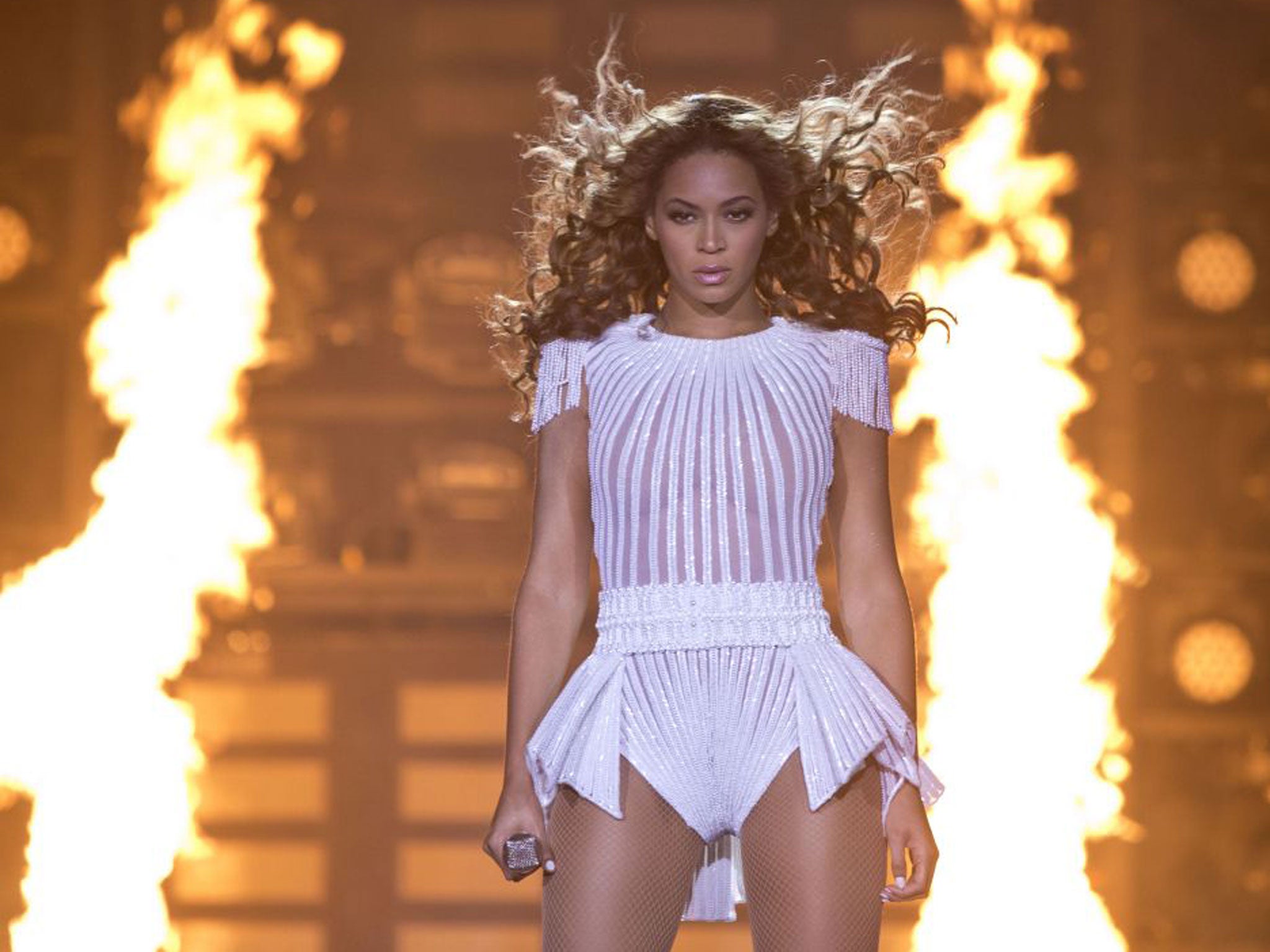 Flames, check. Wind machine, check. Beyoncé pulls out all of the theatrical stops on her tour