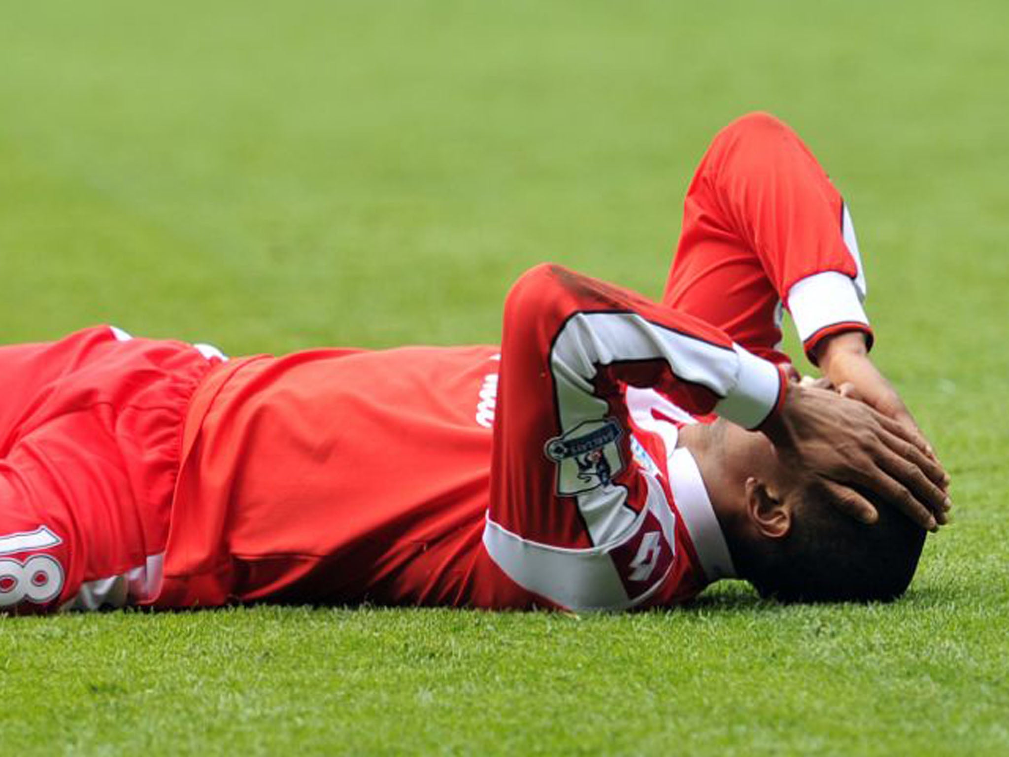 Queens Park Rangers' French striker Loic Remy, one of the team's expensive new recruits in the January transfer window, reacts after the final whistle (AFP/Getty Images)