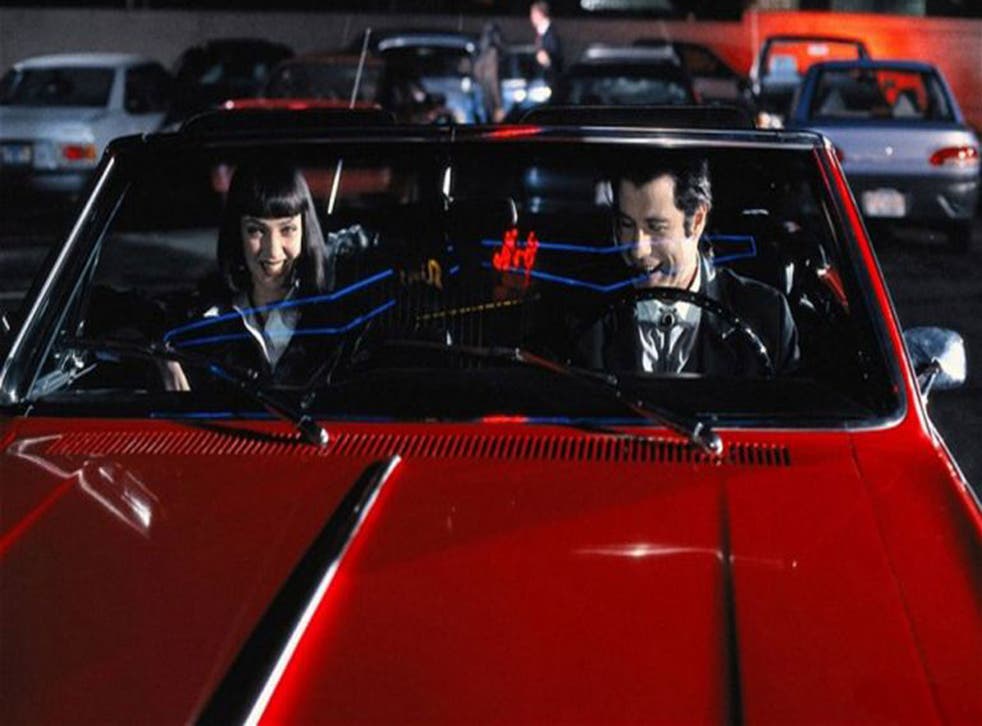 A still from the 1994 film Pulp Fiction with the Cherry red convertible which has recovered nearly two decades after thieves stole it