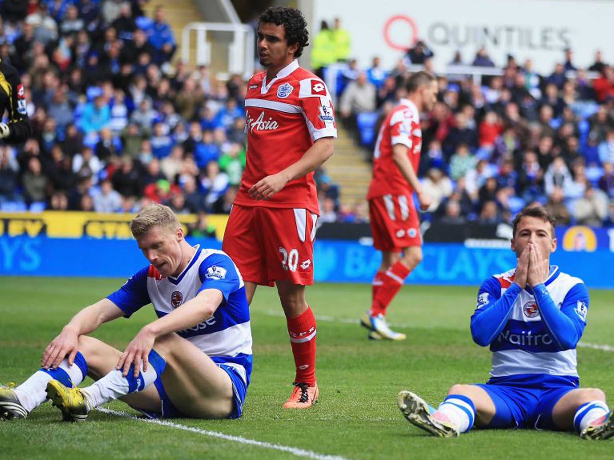 Pavel Pogrebnyak, left, and Adam Le Fondre of Reading show their frustration as a chance goes begging in what was a game of few clear-cut opportunities (Getty Images)