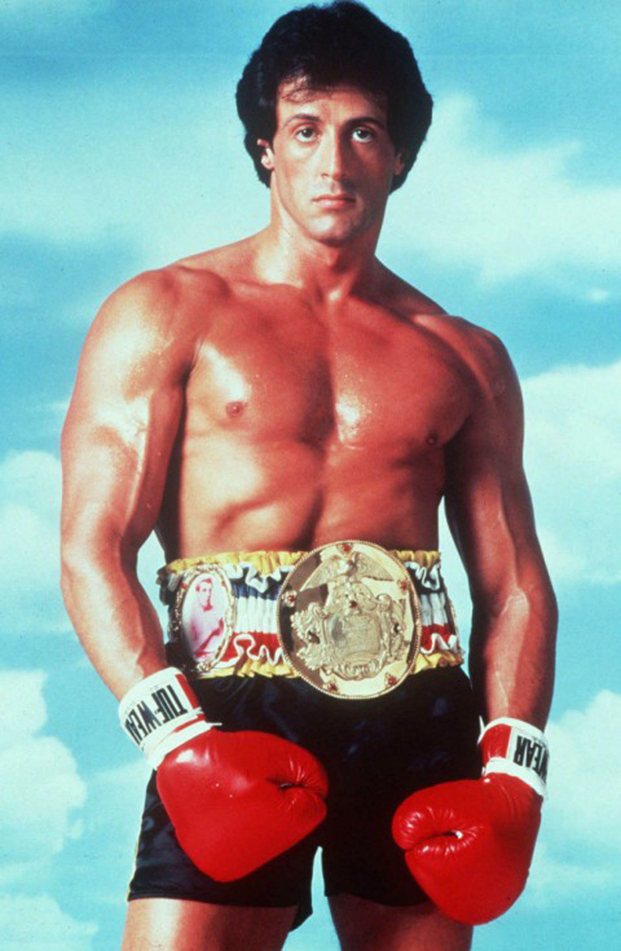 Sylvester Stallone poses in character as Rocky