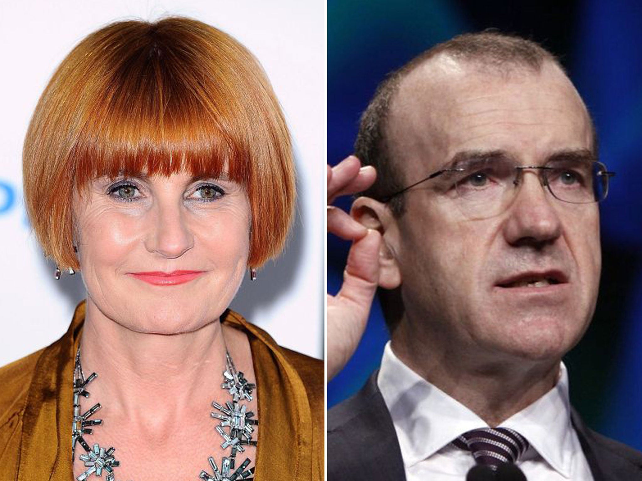 Mary Portas, left, has criticised the former boss of Tesco, Sir Terry Leahy, right, after he defended the dominance of supermarkets