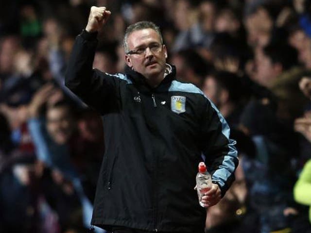 Aston Villa's manager Paul Lambert r