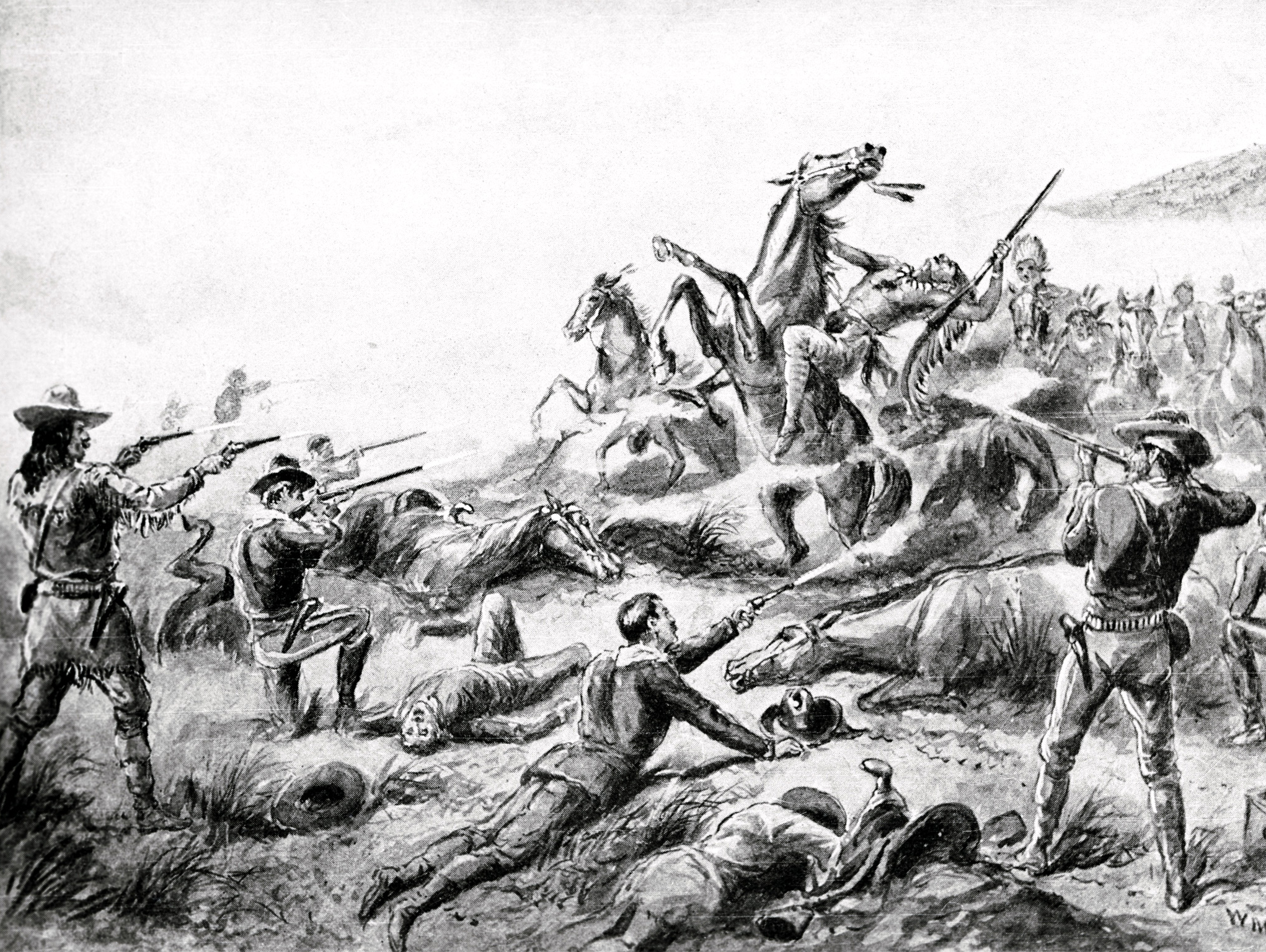 A painting of the 1890 massacre at Wounded Knee
