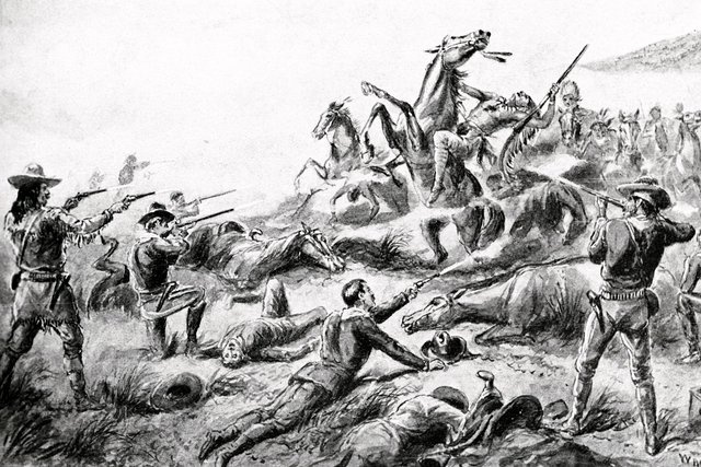 A painting of the 1890 massacre at Wounded Knee