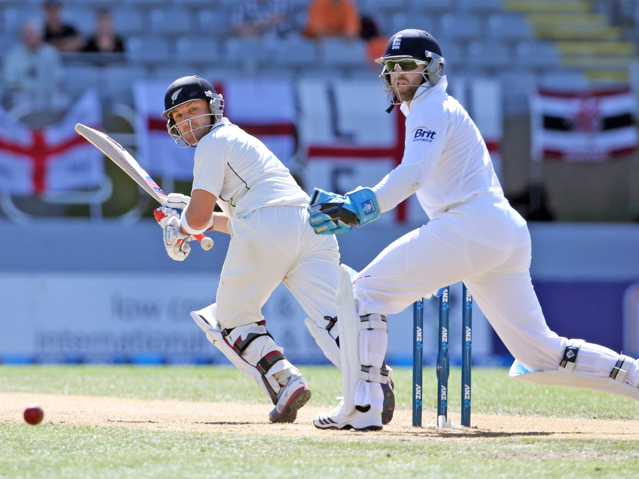 New Zealand’s captain, Brendon McCullum, at the crease during the final Test match against England in March