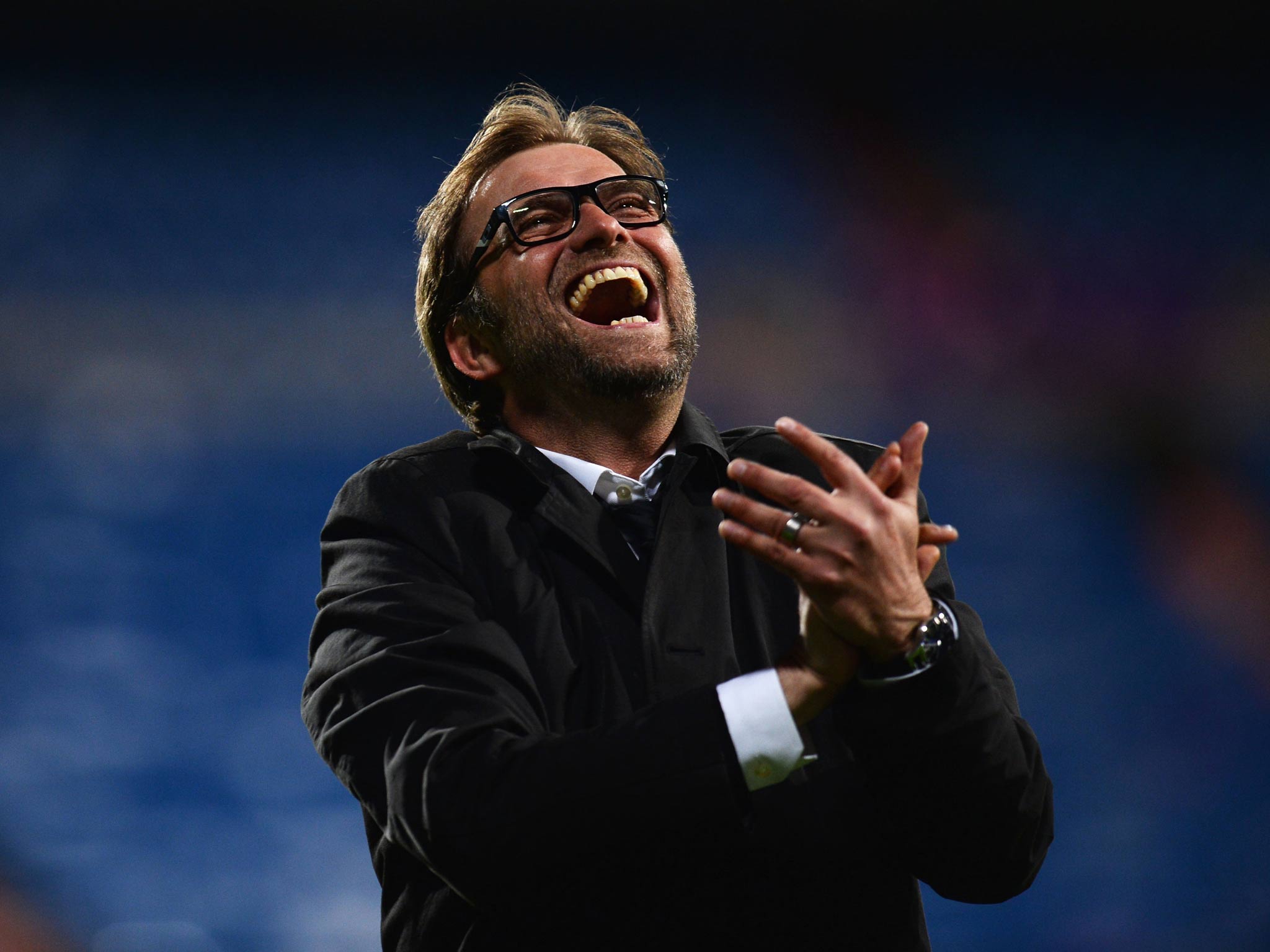 Borussia Dortmund boss Jurgen Klopp celebrates after reaching the Champions League final