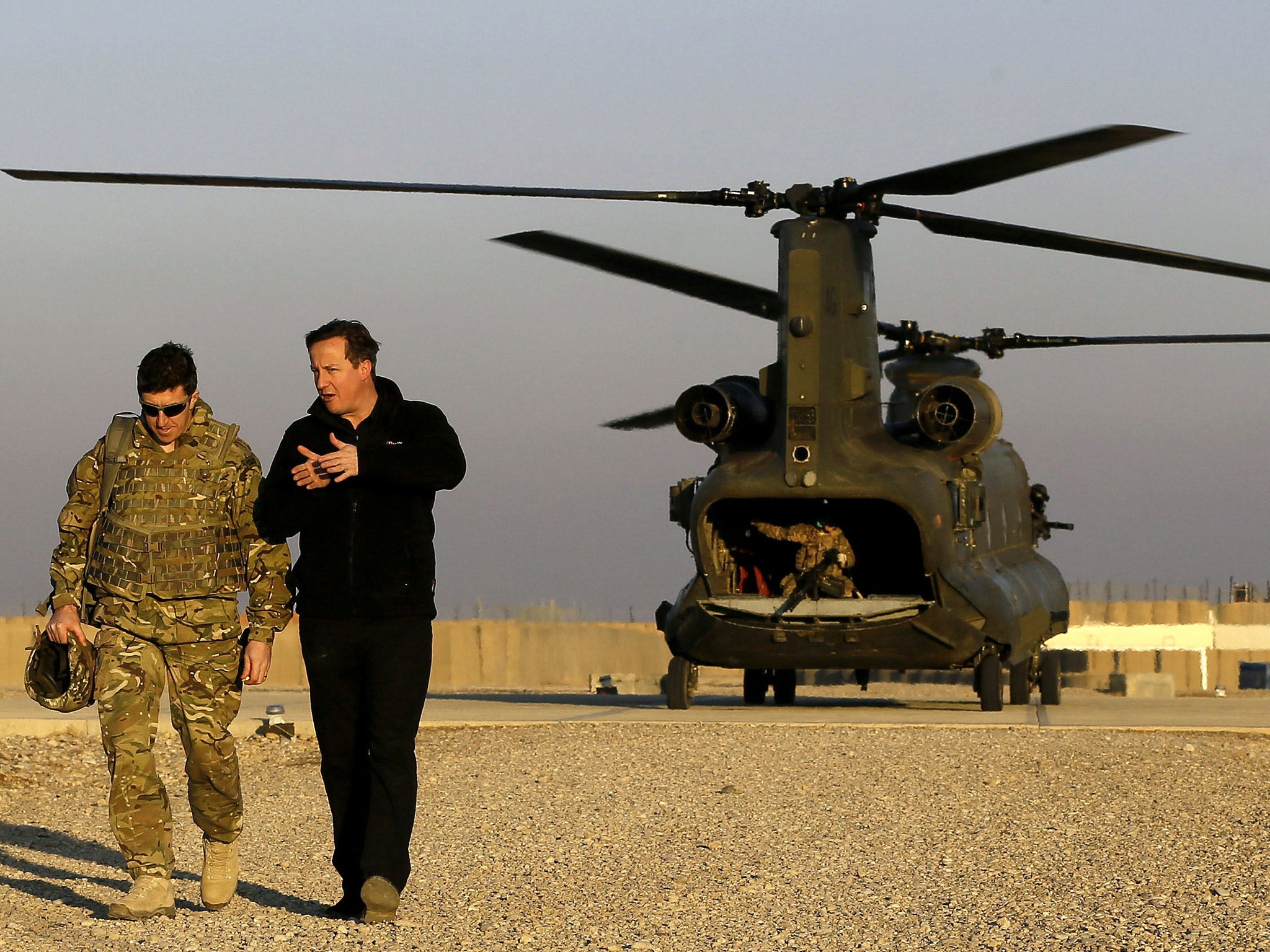 David Cameron during a visit to troops in Afghanistan last December