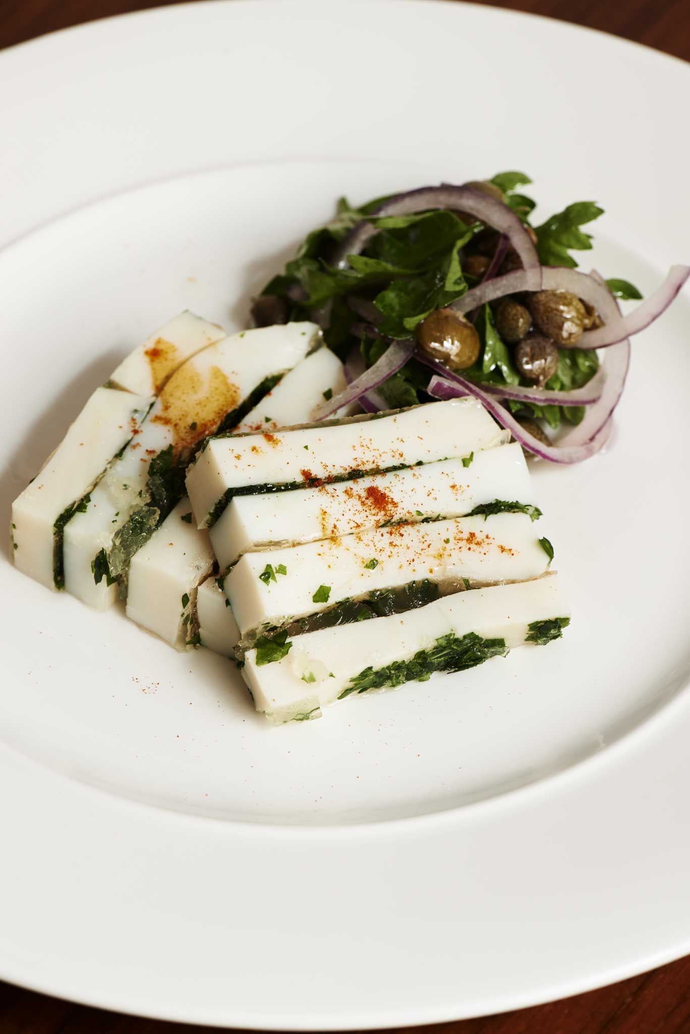 Pressed cuttlefish with parsley salad
