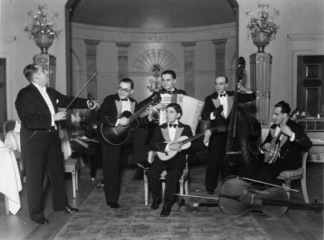 How we used to eat: A band prepares to entertain the diners at Hector's restaurant in Devonshire in 1930