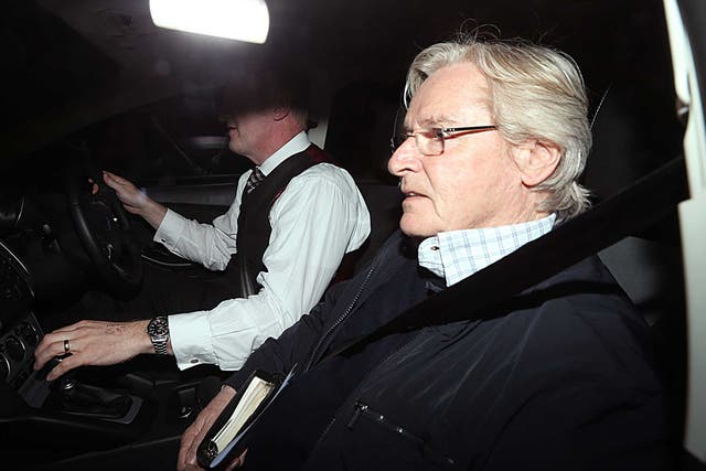 Coronation Street actor Bill Roache arriving home in Cheshire after it was announced that he has been arrested on suspicion of an historic allegation of a sexual assault