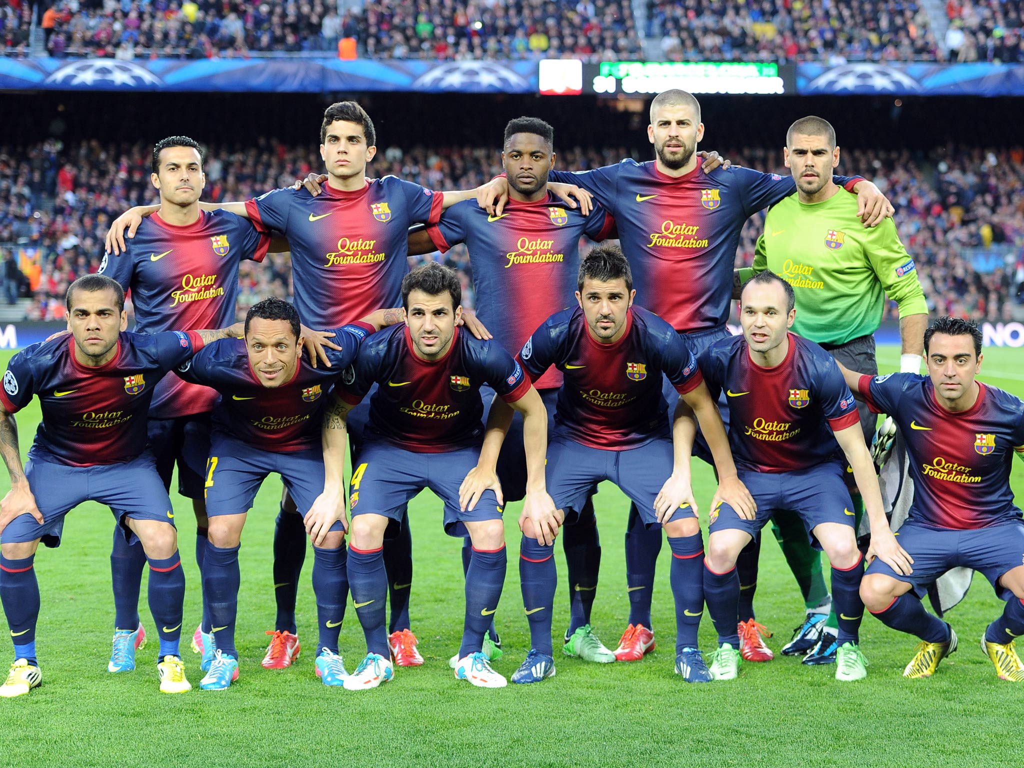 Barcelona pictured before their humbling by Bayern