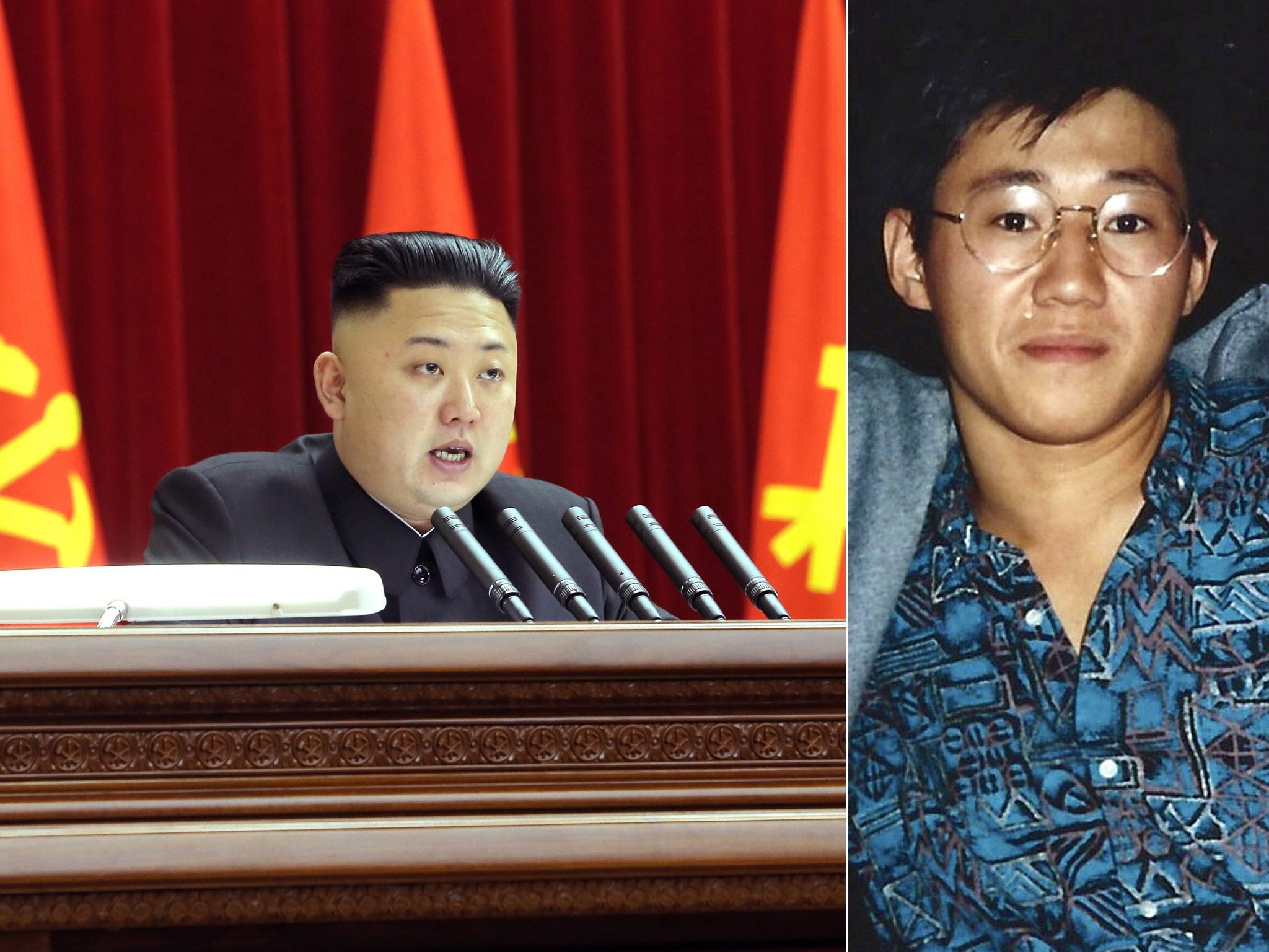 North Korean leader Kim Jong-Un (left) and Kenneth Bae who has been detained for nearly six months in North Korea and sentenced to 15 years of labor for crimes against the state