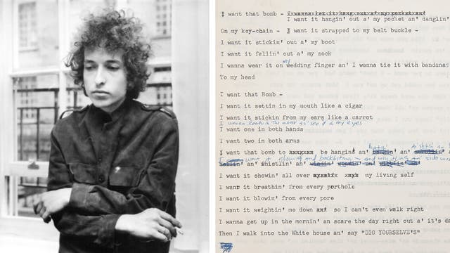 Original Lyric Sheet Of Unreleased Bob Dylan Anti War Song Expected To Fetch 35 000 At Auction The Independent The Independent Original Lyric Sheet Of Unreleased Bob Dylan Anti War Song Expected To Fetch 35 000 At Auction The Independent The Independent