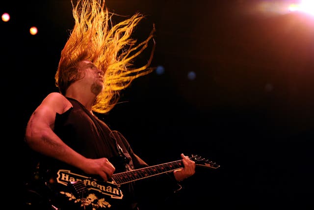 Jeff Hanneman of Slayer performing in 2011 at the Empire Polo Club