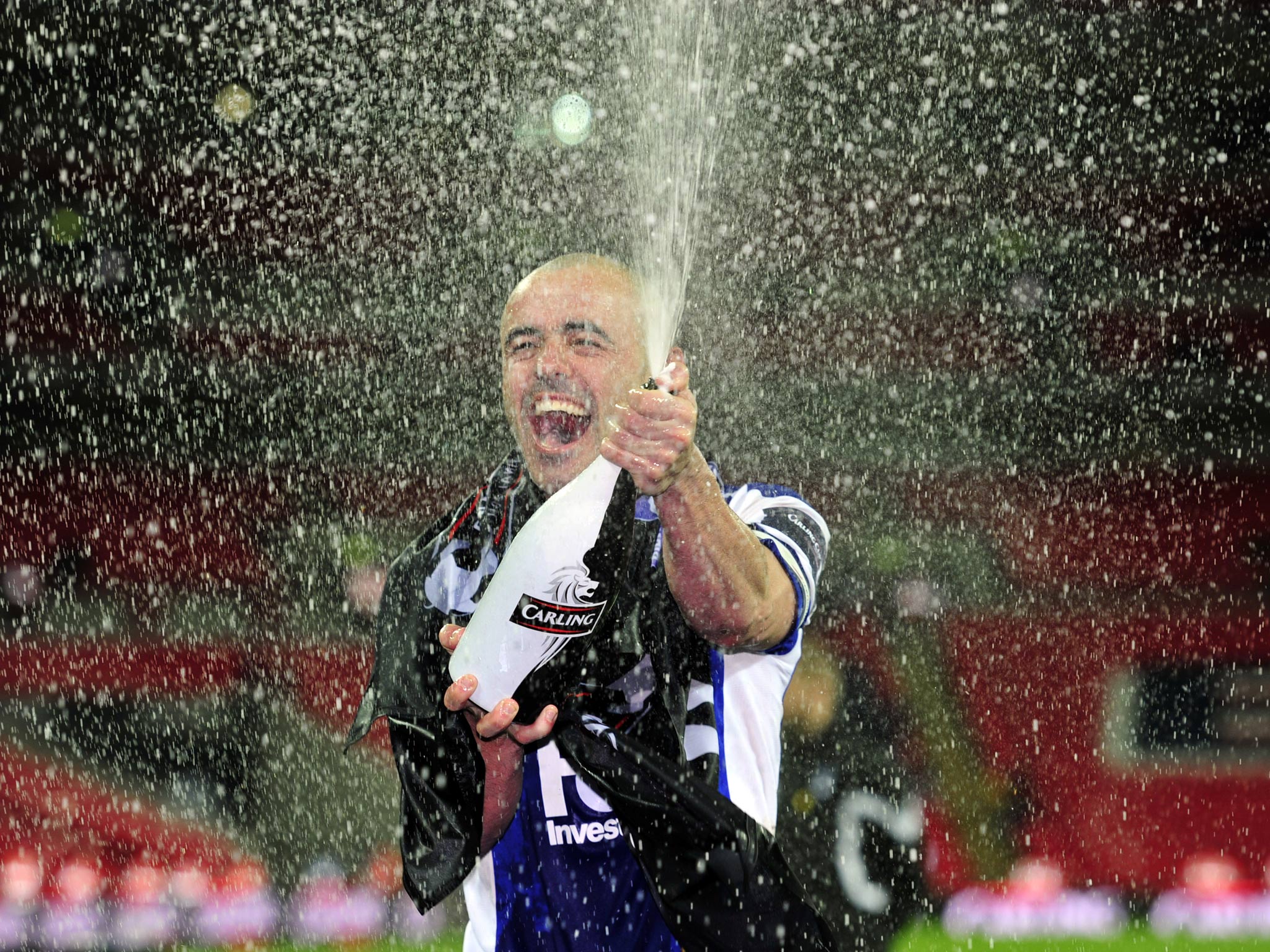 Stephen Carr celebrates Birmingham's victory in the Carling Cup