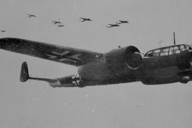 A formation of German WWII Dornier Do17 bombers.