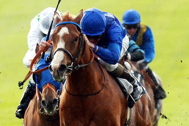 Leading lights: Dawn Approach heads for a victory few could bridle at