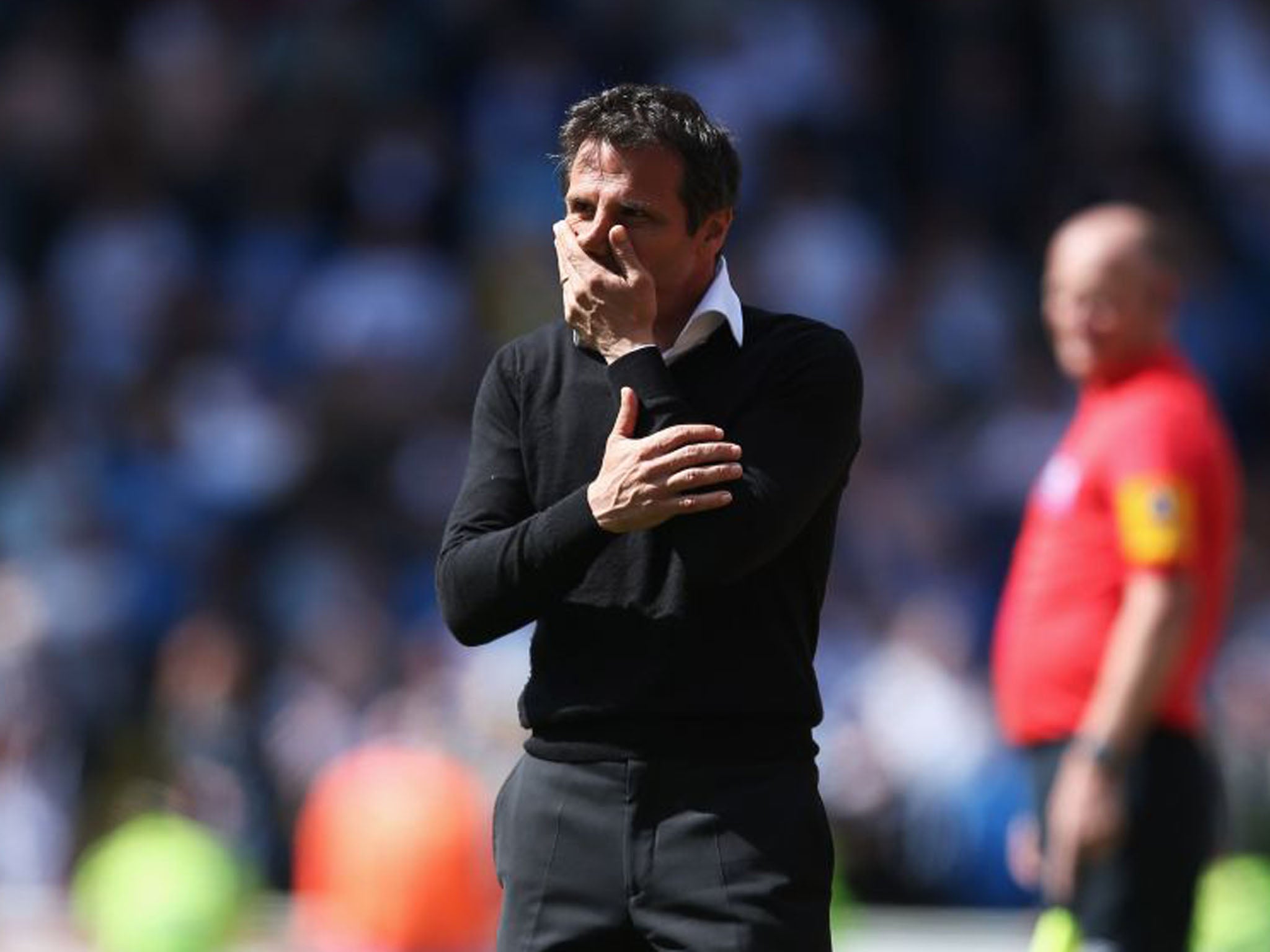 Watford boss Gianfranco Zola was obviously disappointed with the way the after ended, saying that he thought his team “could do it” when they only needed one goal with 15 minutes remaining (Richard Heathcote/Getty Images)