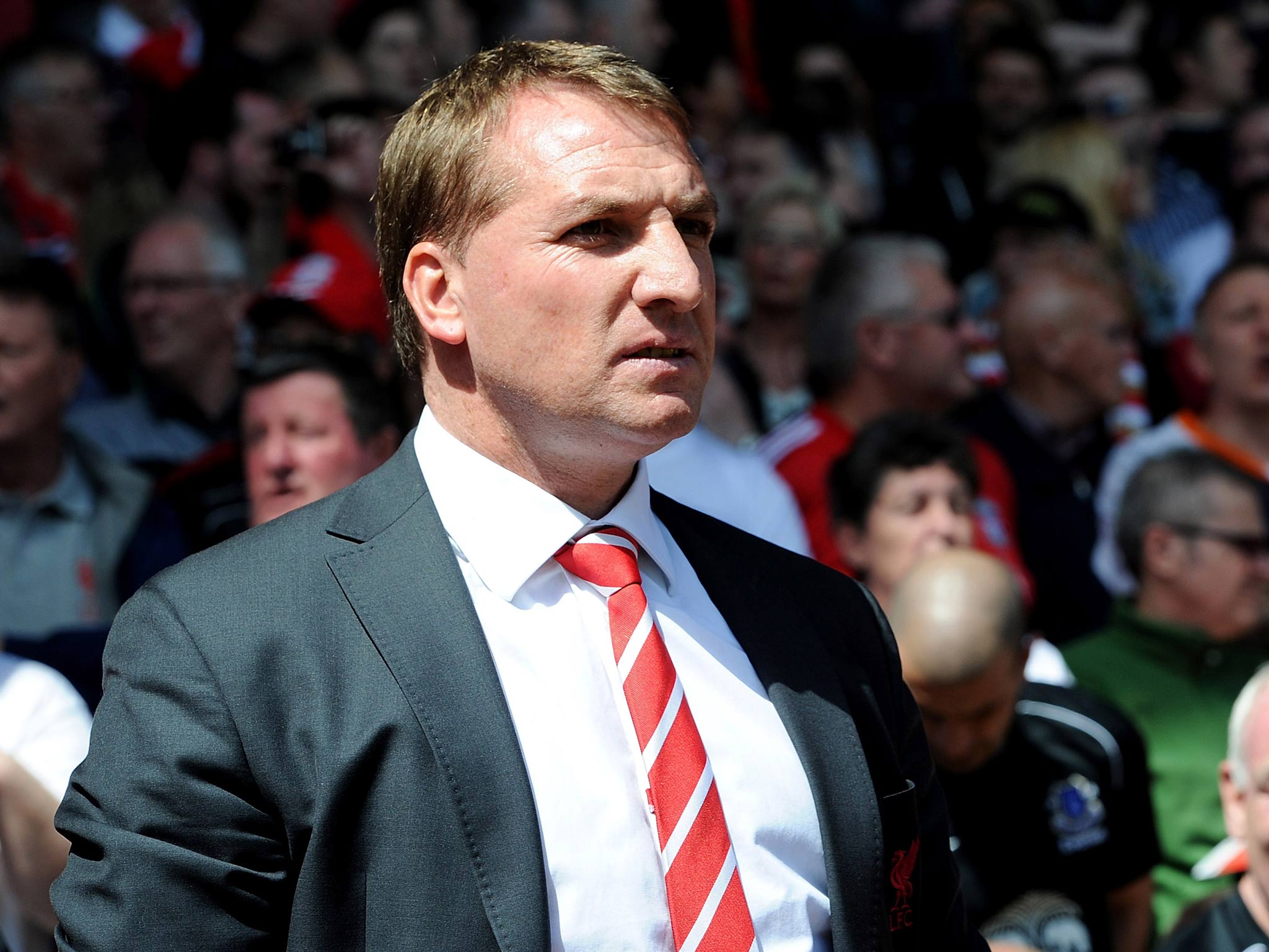 Brendan Rodgers looks on as his side drew 0-0 with rivals Everton
