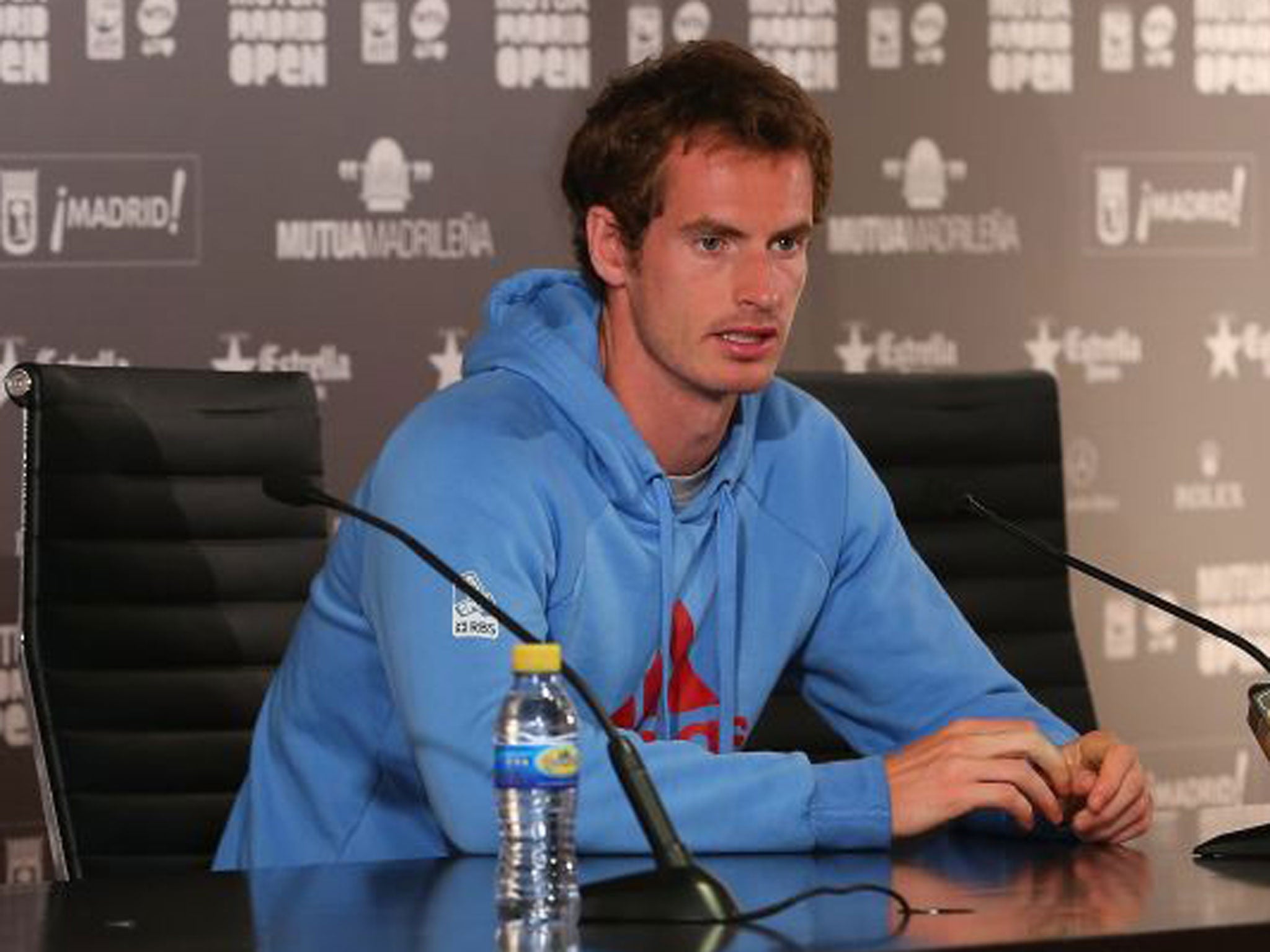 Andy Murray faces the media in Madrid