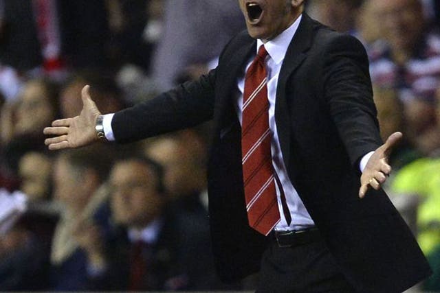 Sunderland's manager Paolo Di Canio reacts during their English Premier League soccer match against Stoke City in Sunderland