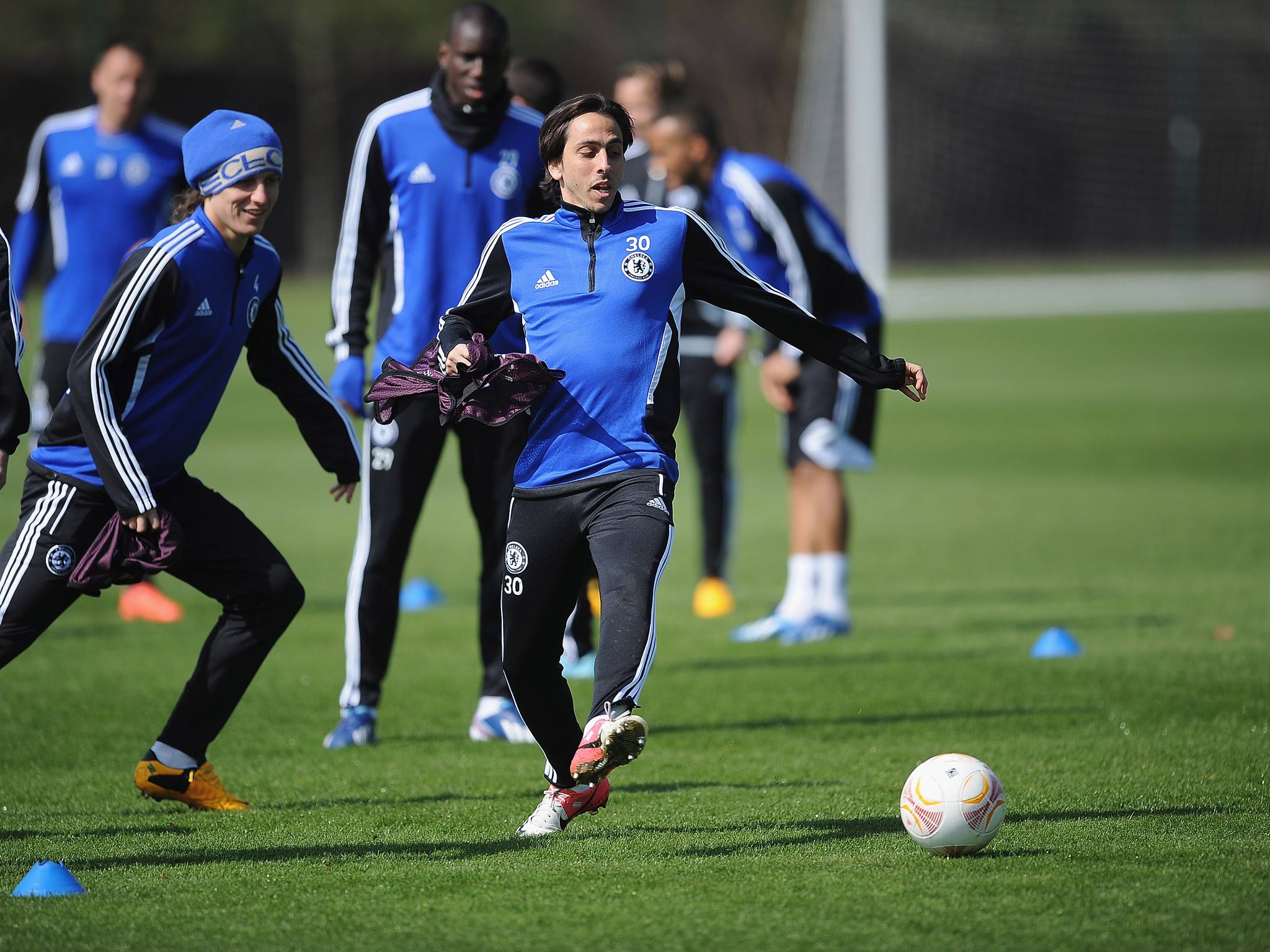 Yossi Benayoun pictured training with the Chelsea squad