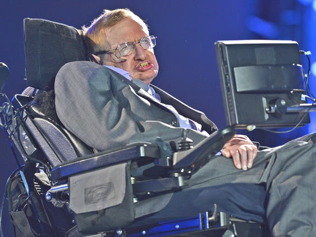 Stephen Hawking appears during the opening ceremony of the London 2012 Paralympic Games
