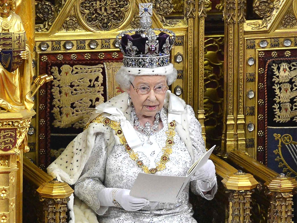 The Queen delivers her speech in the House of Lords
