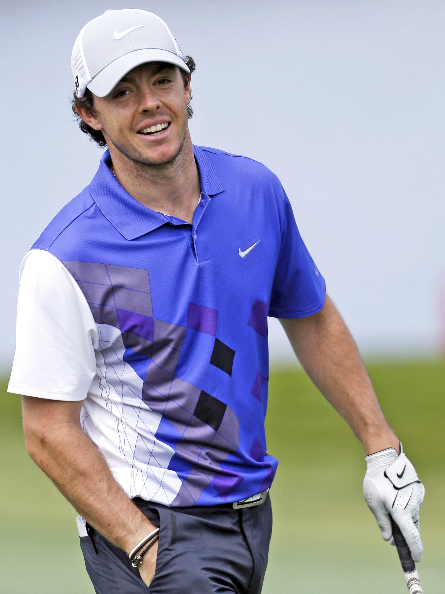 Rory McIlroy looks relaxed as he takes to the practice ground at Sawgrass yesterday