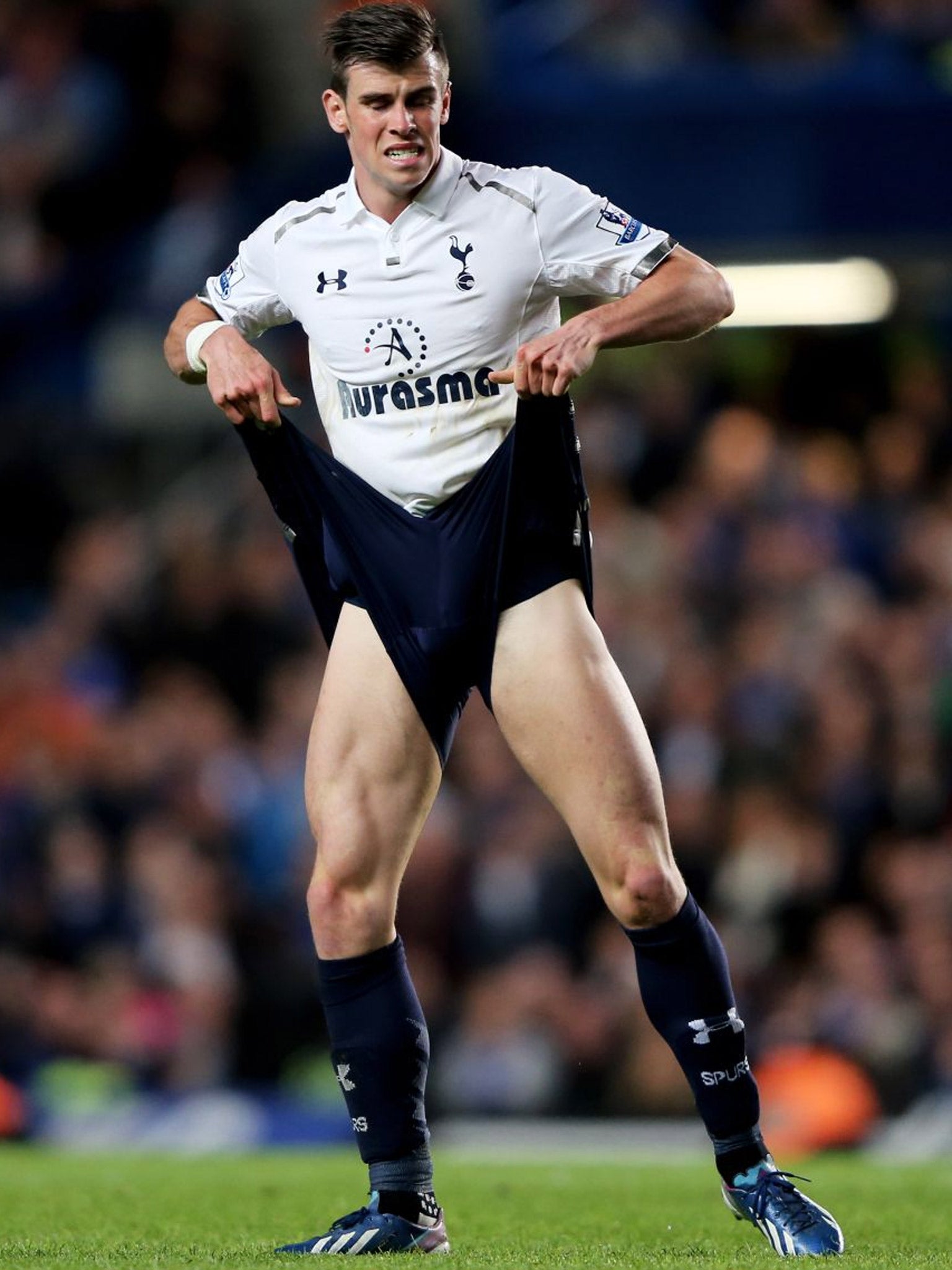 Gareth Bale displays his frustration, and his thighs, after failing to pinch victory with a late free-kick