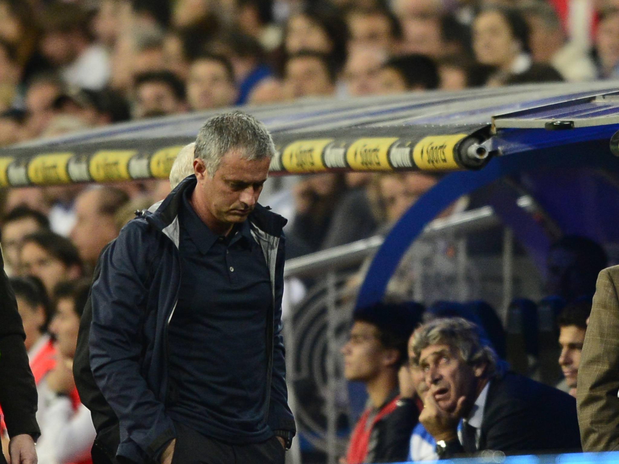 Jose Mourinho pictured during his side's 6-2 win over Malaga