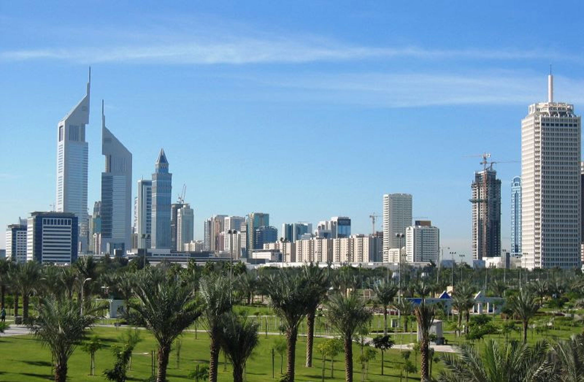 Dubai's skyline, with the Laguna Tower in the centre of the image