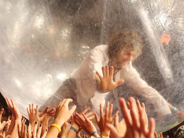 Wayne Coyne of the Flaming Lips in his space-bubble