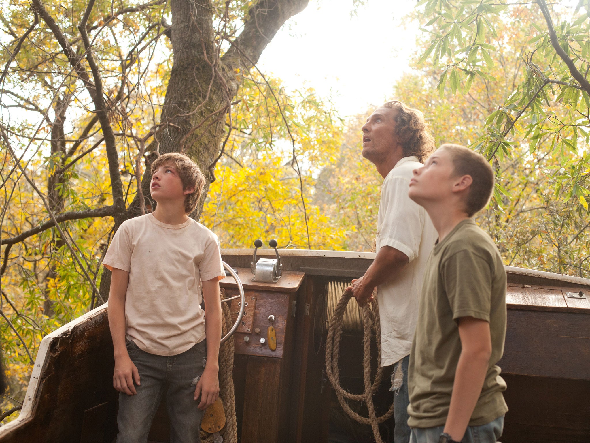 The river mild: Tye Sheridan, Matthew McConaughey and Jacob Lofland in ‘Mud'