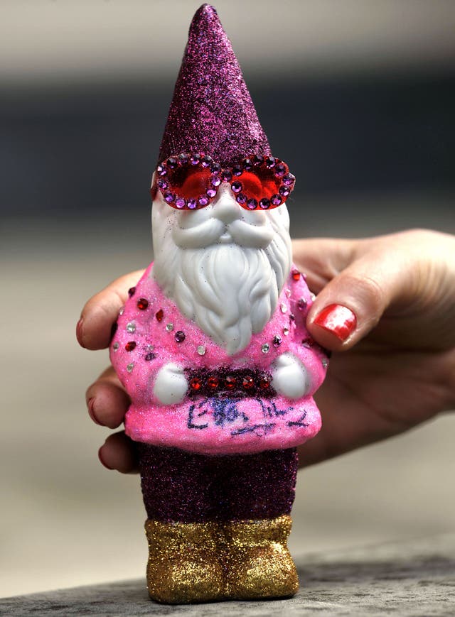 A celebrity painted gnome by singer Sir Elton John, prior to being unveiled as part of the RHS centenary celebrations at the RHS Chelsea Flower Show in London