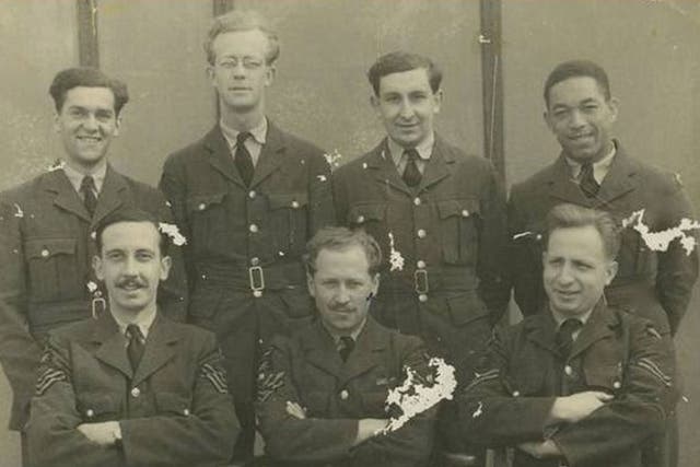 Phillip Lamb, back row, right, received RAF badges two years ago in recognition of his war service