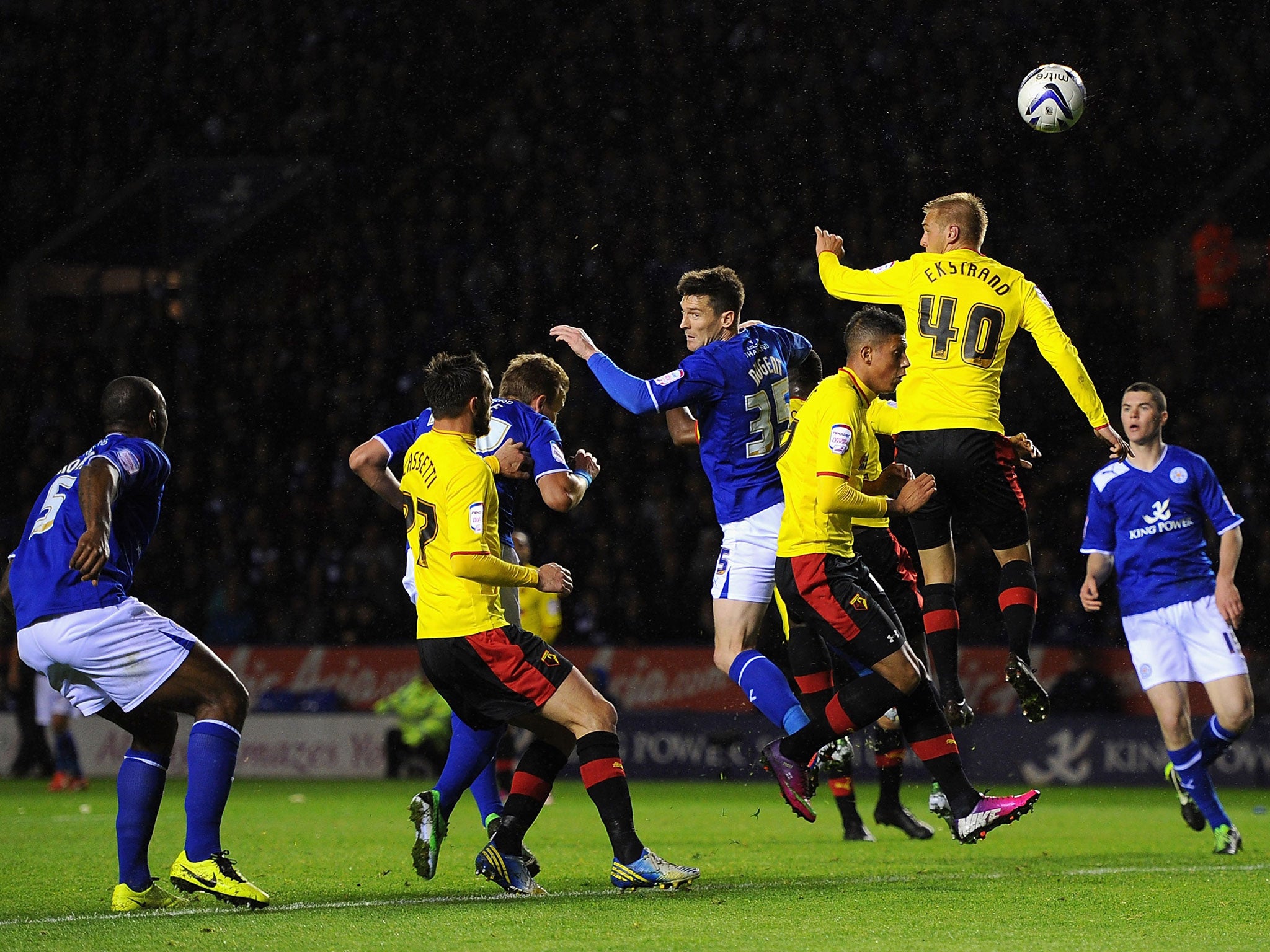 David Nugent scores the goal that separates the two teams