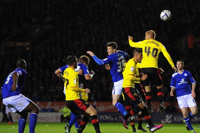 David Nugent scores the goal that separates the two teams 