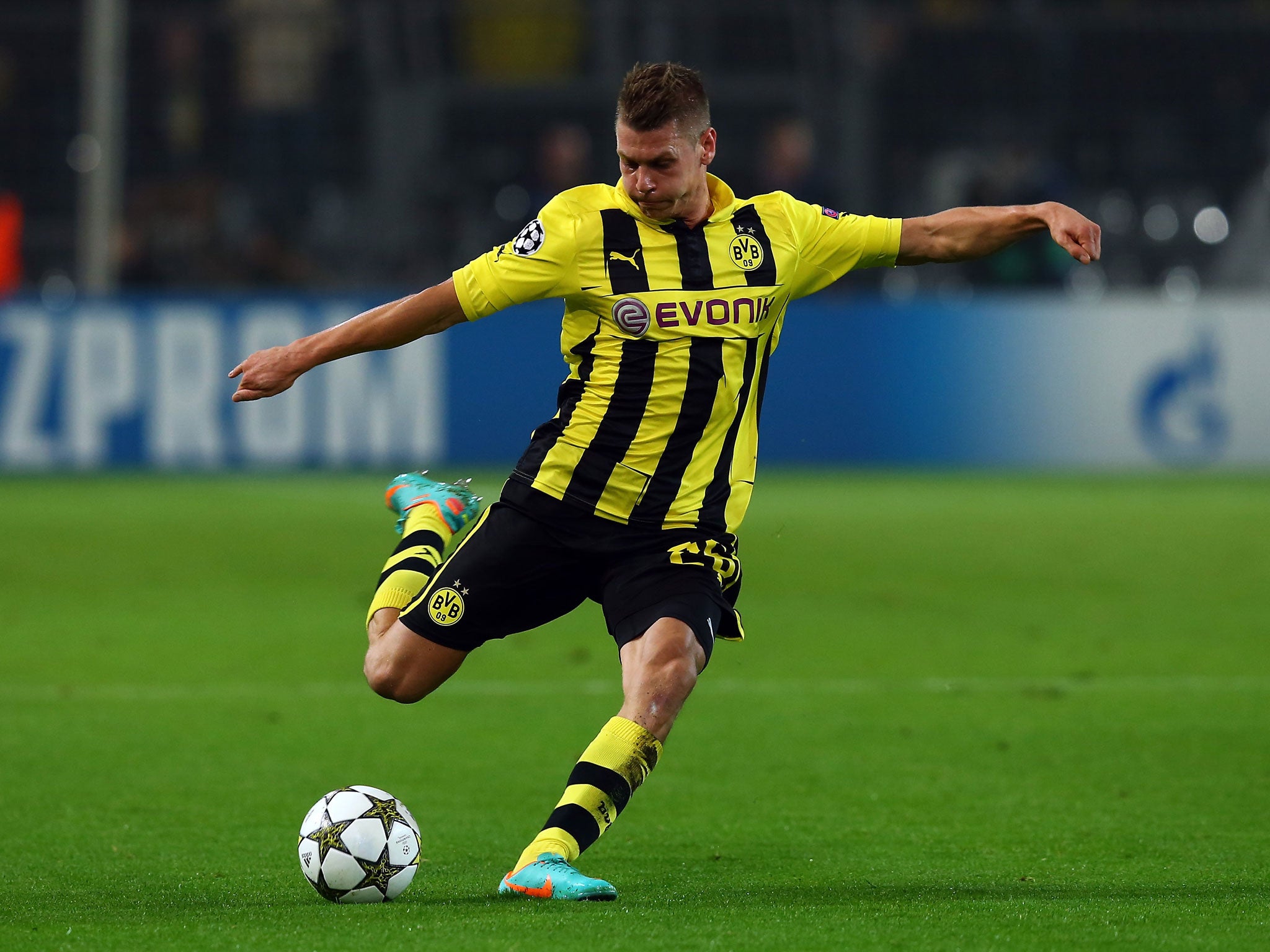 Lukasz Piszczek of Dortmund runs with the ball during the UEFA Champions League group D match between Borussia Dortmund and Real Madrid