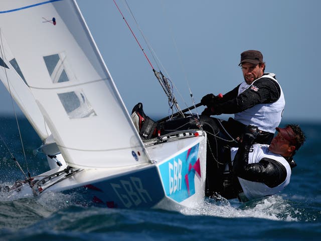 Andrew Simpson sailing with Iain Percy at London 2012 
