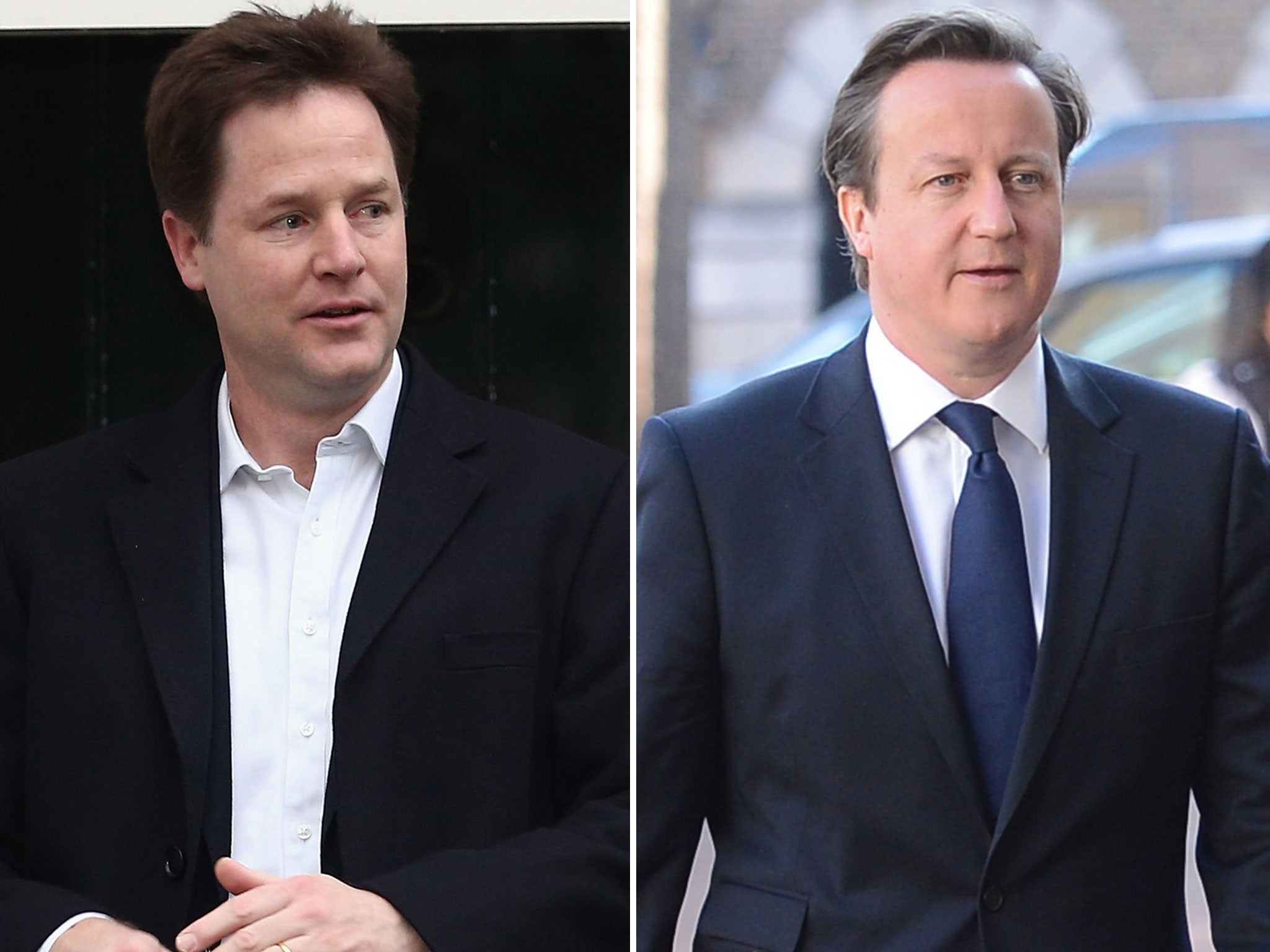 Nick Clegg and David Cameron talked intensely in St Paul's before Margaret Thatcher's funeral