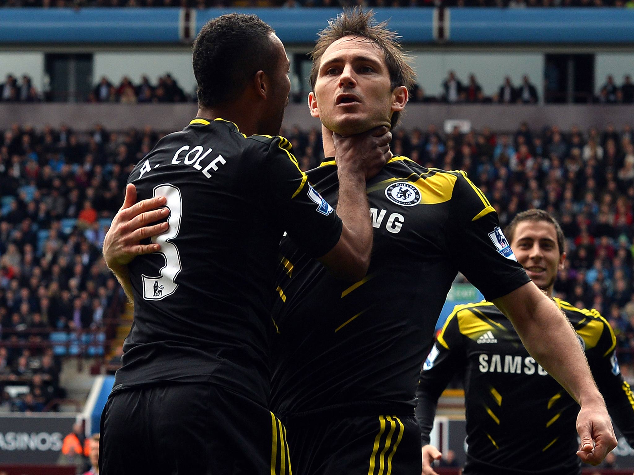 Frank Lampard celebrates his 202nd goal as he claims the all-time Chelsea goal-scoring record