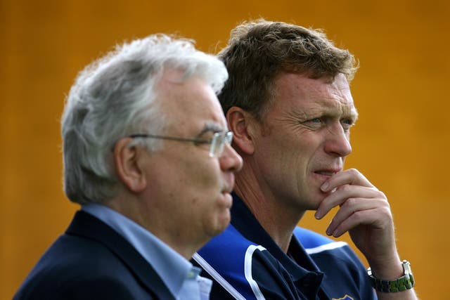 Parting company: Everton chairman Bill Kenwright (left) and David Moyes