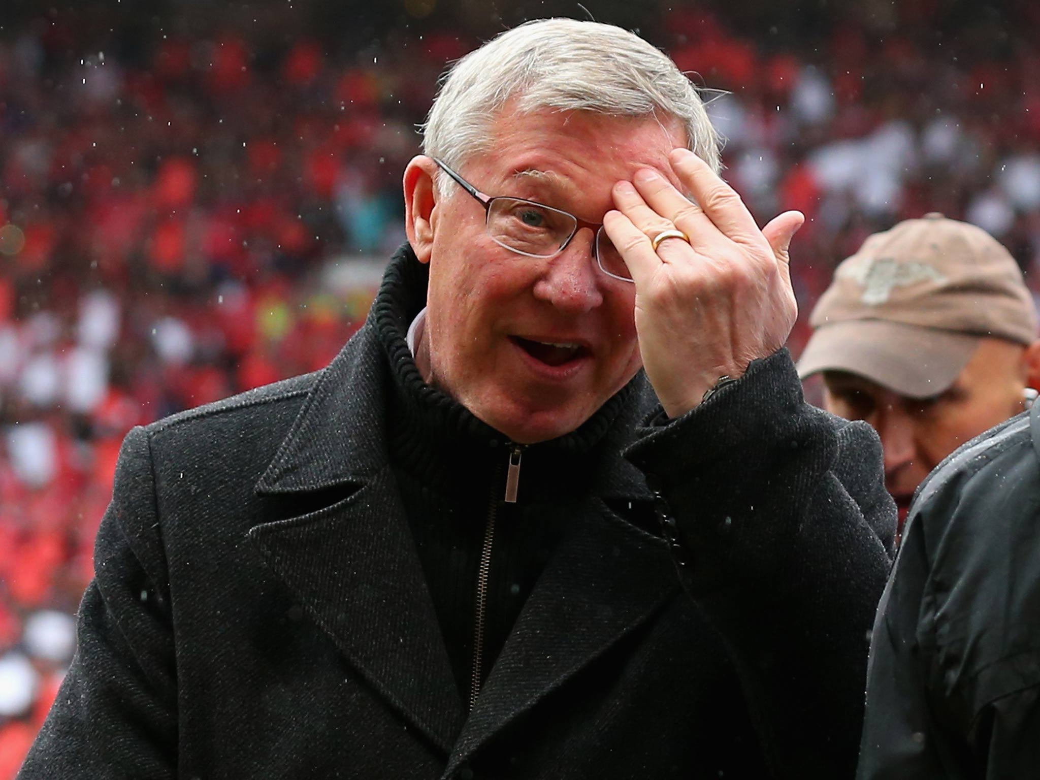 Sir Alex Ferguson breathes a sigh of relief as his side beat Swansea 2-1 in his final game at Old Trafford