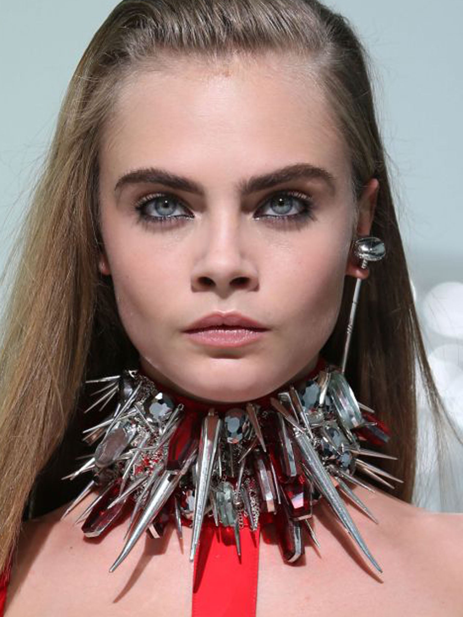 This picture, along with those following it, show examples of the ‘Vunk’ style, using PVC, spikes and studs, from the Versace fashion show during Milan fashion week earlier this year (Vi