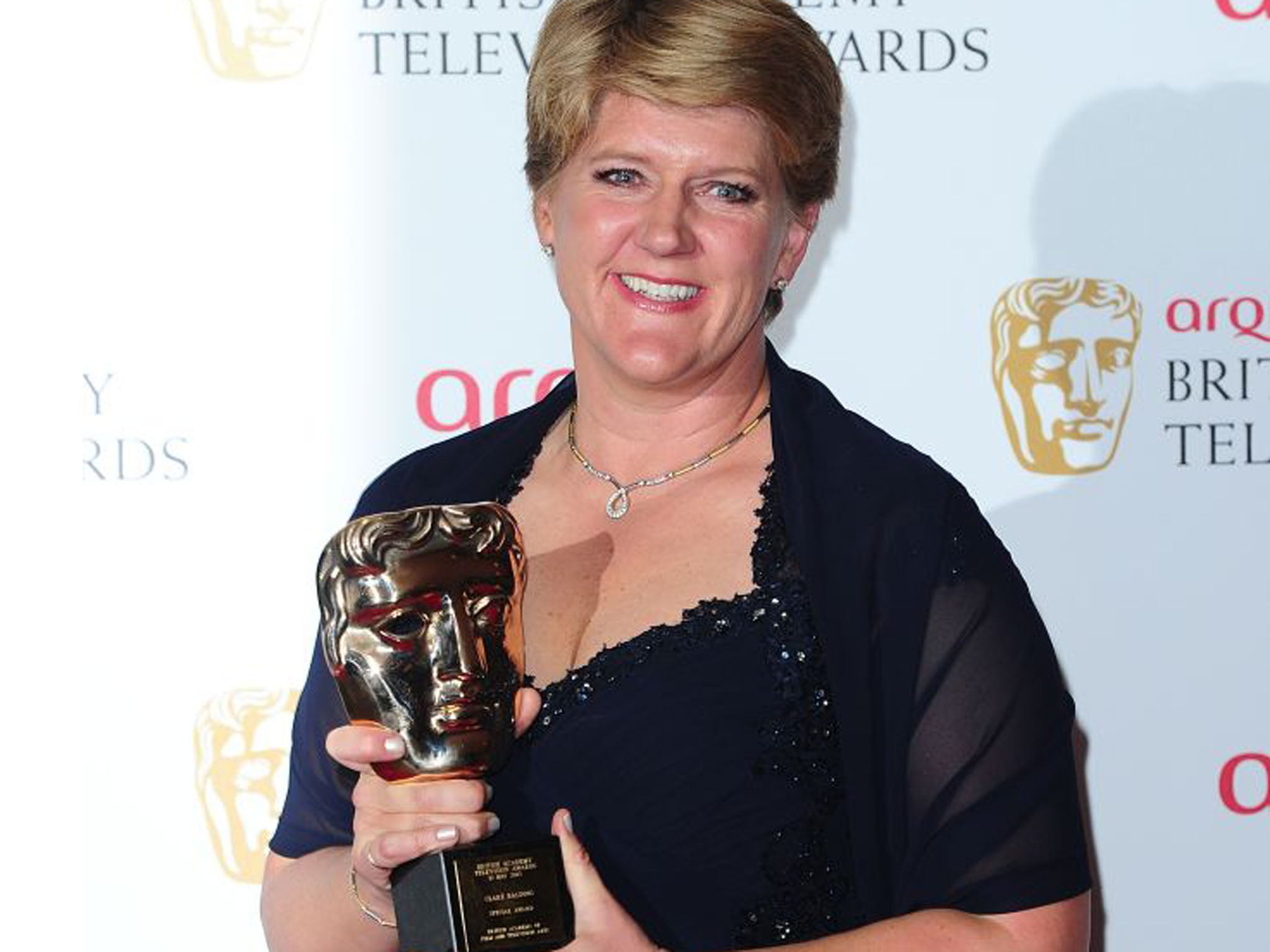 Clare Balding receives the special award for outstanding achievement in factual presenting, at the Bafta awards earlier this year (Ian West/PA)
