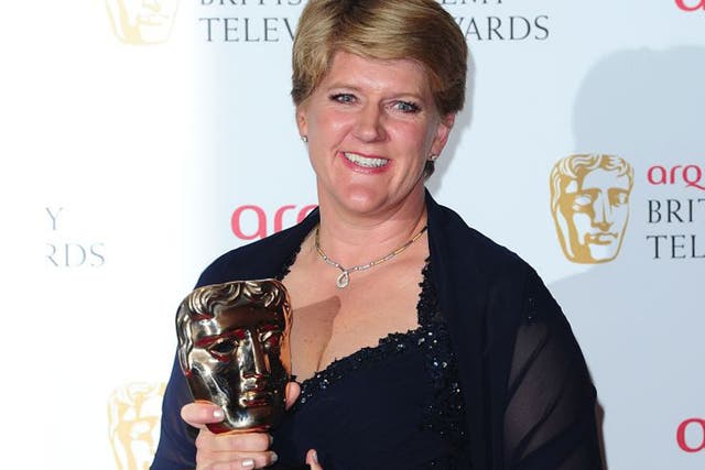 Clare Balding receives the special award for outstanding achievement in factual presenting, at the Bafta awards earlier this year (Ian West/PA) 