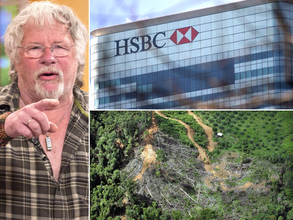Naturalist and television presenter Bill Oddie; HSBC's London HQ; Deforestation in the Malaysian Borneo state of Sarawak