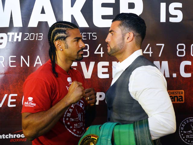 David Haye pictured promoting his fight against Manuel Charr 
